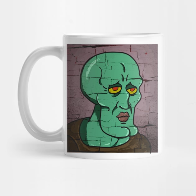 Handsome Squidward Distressed Style Vector Draw by DeathAnarchy